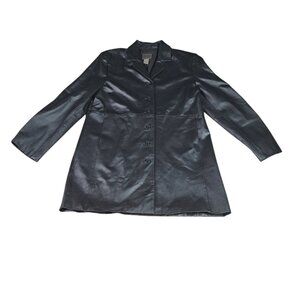 Uniform‎ John Paul Richard Leather Coat Black Button Up Woman's Size 16 *Read*
